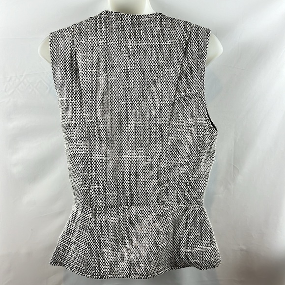 Wes Gordon Tweed Asymmetrical Zip Up Black and White Cotton Silk‎ Vest Size 8 - Picture 12 of 16